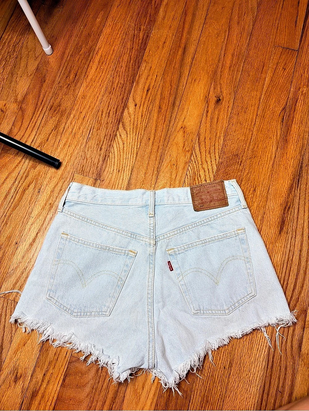 Levi's 501 Premium Women's Distressed Jean Shorts Blue Waist 26 High Rise